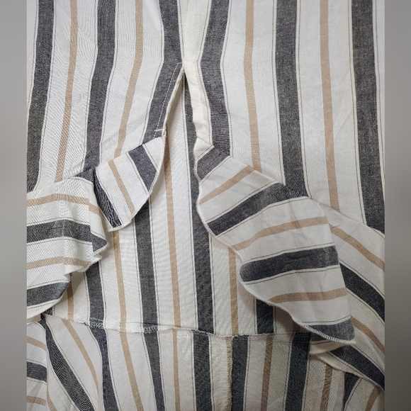 off-shoulder midi dress asymmetrical ruffle vertical lines, large, cotton blend. - Picture 8 of 16